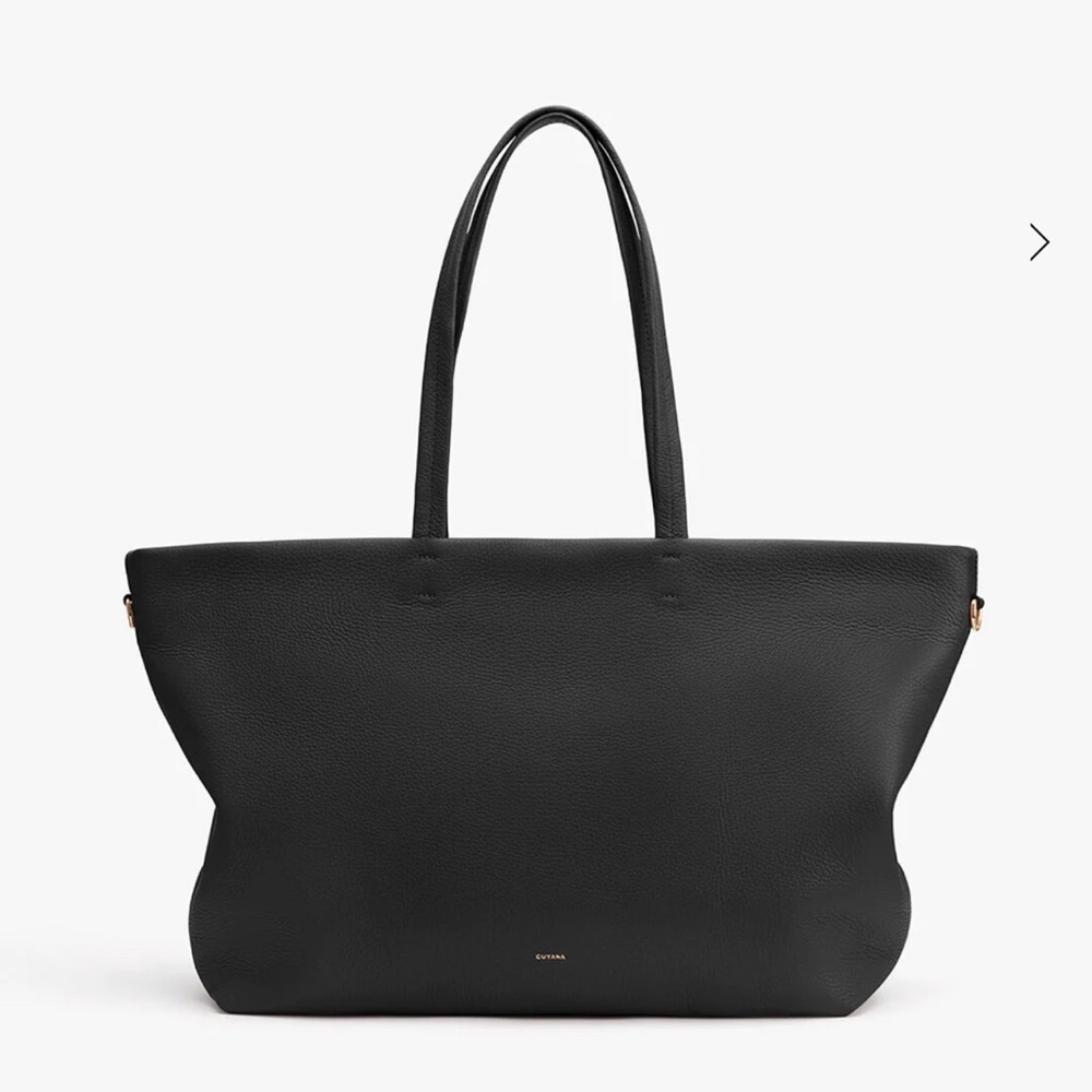 Cuyana Easy Zipper Black Leather Tote Bag